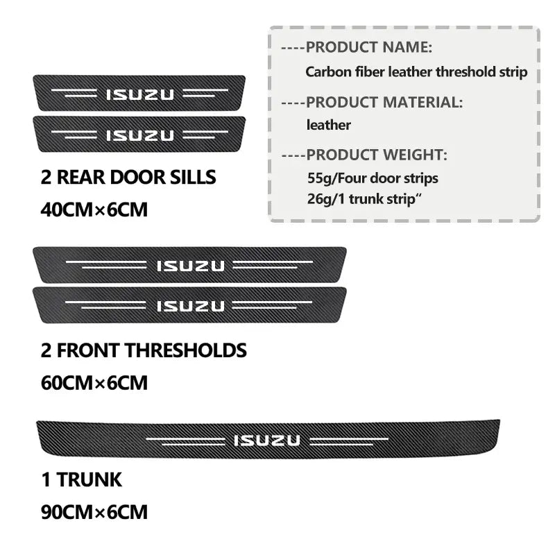 Carbon Fibre Door Sill Protector Stickers for Isuzu D-MAX 5PCS