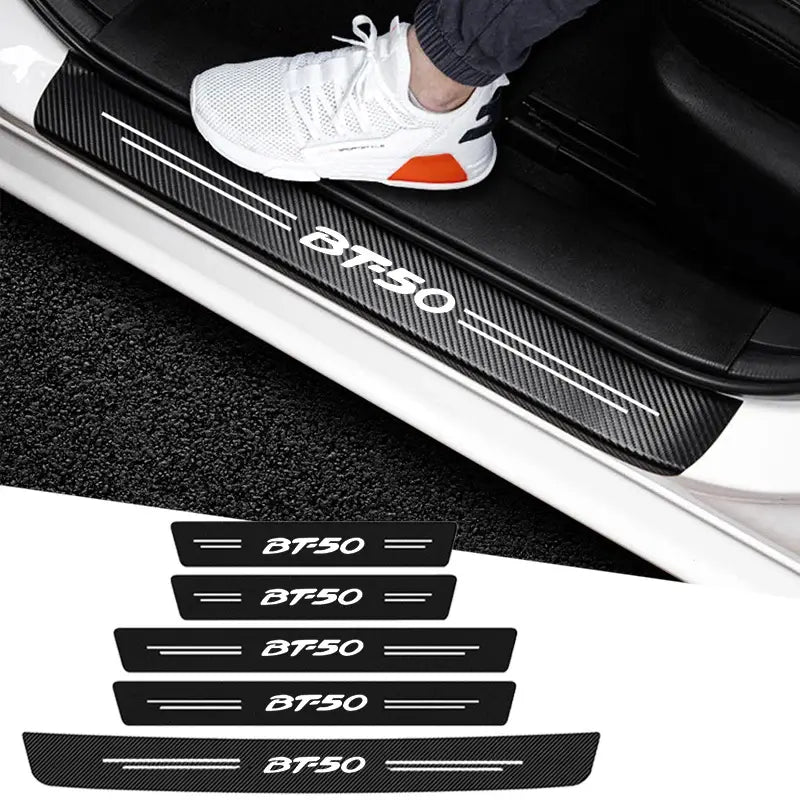 5PCS Carbon Fibre Door Sill Protector Stickers for Mazda BT-50