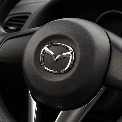 Emblem Badge Steering Wheel Center Chrome Sticker Fit Mazda 2/3/5/6 & CX‑3/CX‑5