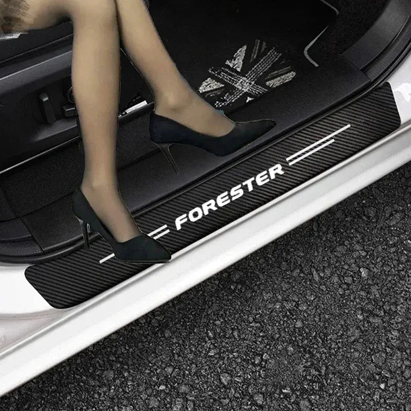 5PCS Carbon Fibre Door Sill Protector Stickers for Subaru Forester