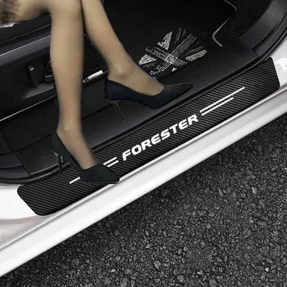 5PCS Carbon Fibre Door Sill Protector Stickers for Subaru Forester