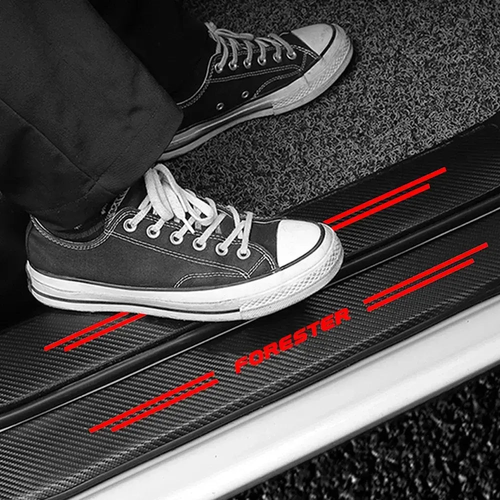 5PCS Carbon Fibre Door Sill Protector Stickers for Subaru Forester