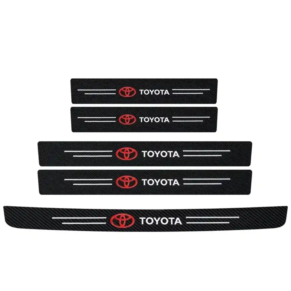 5Pcs Carbon Fibre Door Sills Protectors Toyota Anti-Scratch