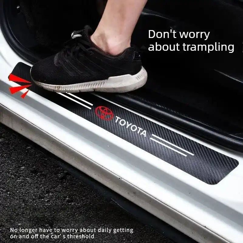 5Pcs Carbon Fibre Door Sills Protectors Toyota Anti-Scratch