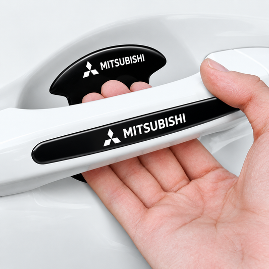 Mitsubishi door handle protector black car accessory close up