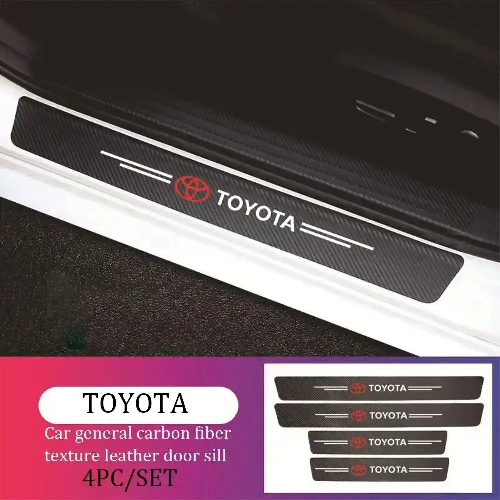 5Pcs Carbon Fibre Door Sills Protectors Toyota Anti-Scratch