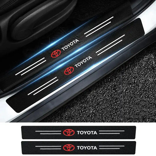 5Pcs Carbon Fibre Door Sills Protectors Toyota Anti-Scratch