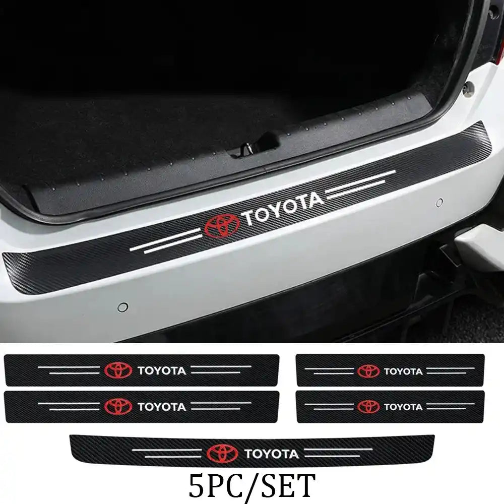 5Pcs Carbon Fibre Door Sills Protectors Toyota Anti-Scratch