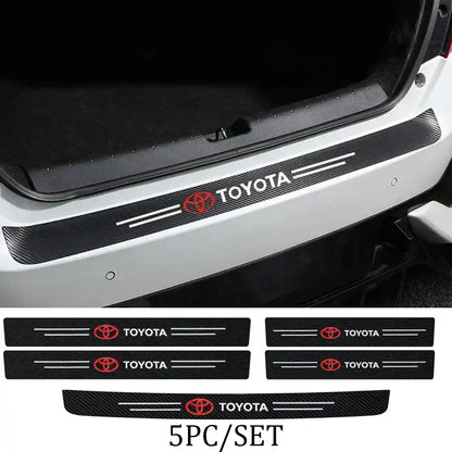 5Pcs Carbon Fibre Door Sills Protectors Toyota Anti-Scratch