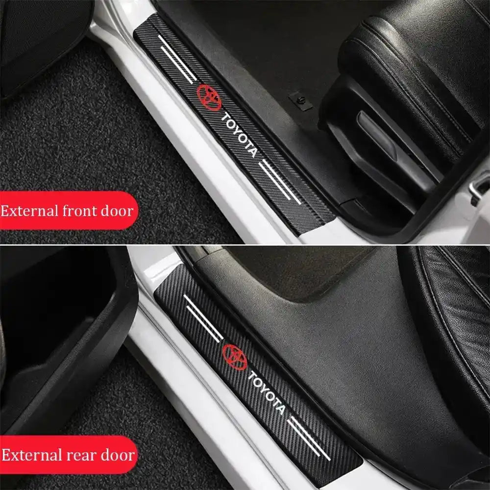 5Pcs Carbon Fibre Door Sills Protectors Toyota Anti-Scratch