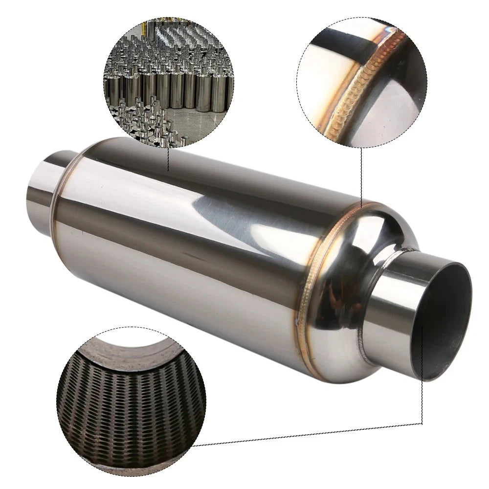 Universal 3 Inch Exhaust Resonator Muffler 12 Inch Stainless Steel
