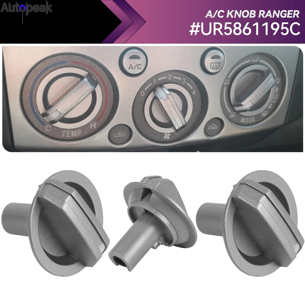 3PCS AC Heater Control Knobs for Ford Ranger PJ PK Mazda BT-50