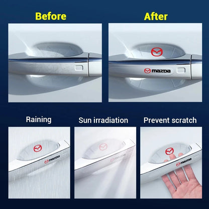 8PCS Clear Car Door Handle Scratch Protector Stickers for Mazda